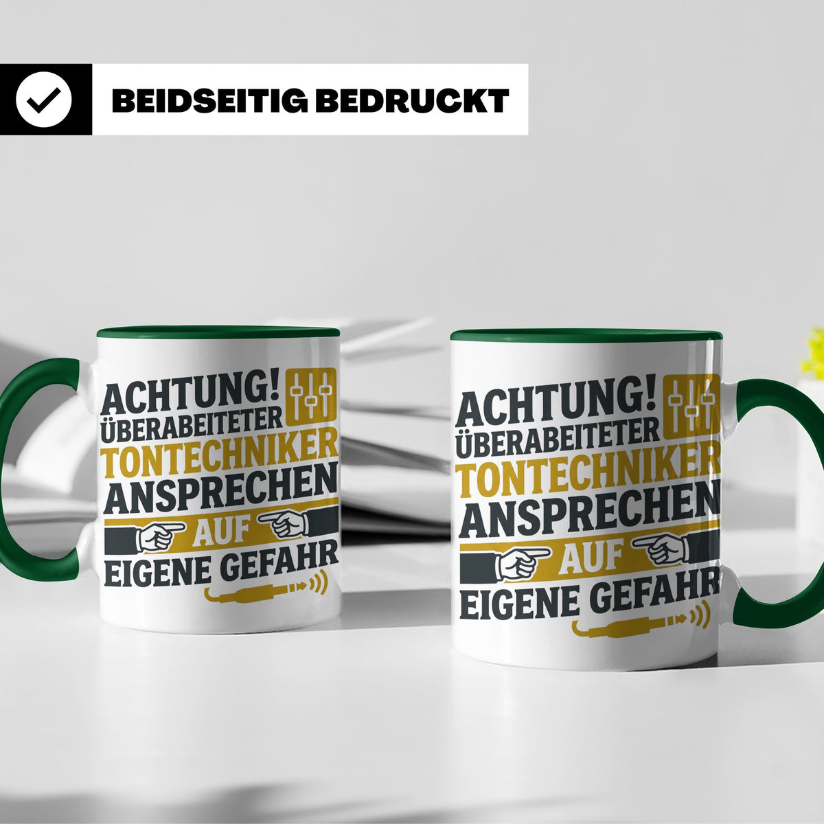 Tontechniker Tasse mit Spruch Überarbeiteter Techniker | Ges – Grün [farbe:grün]