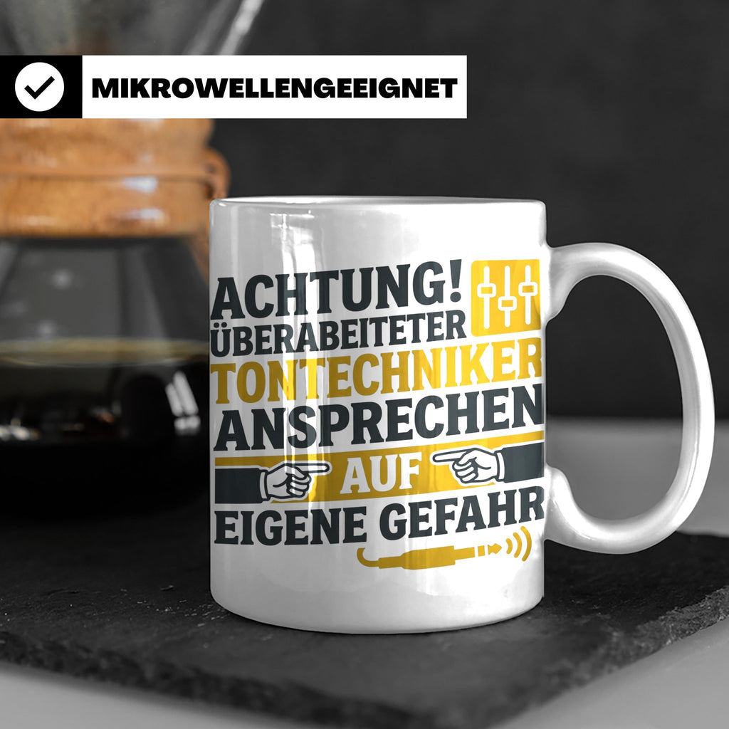 Tontechniker Tasse mit Spruch Überarbeiteter Techniker | Ges – Weiß [farbe:weiß]