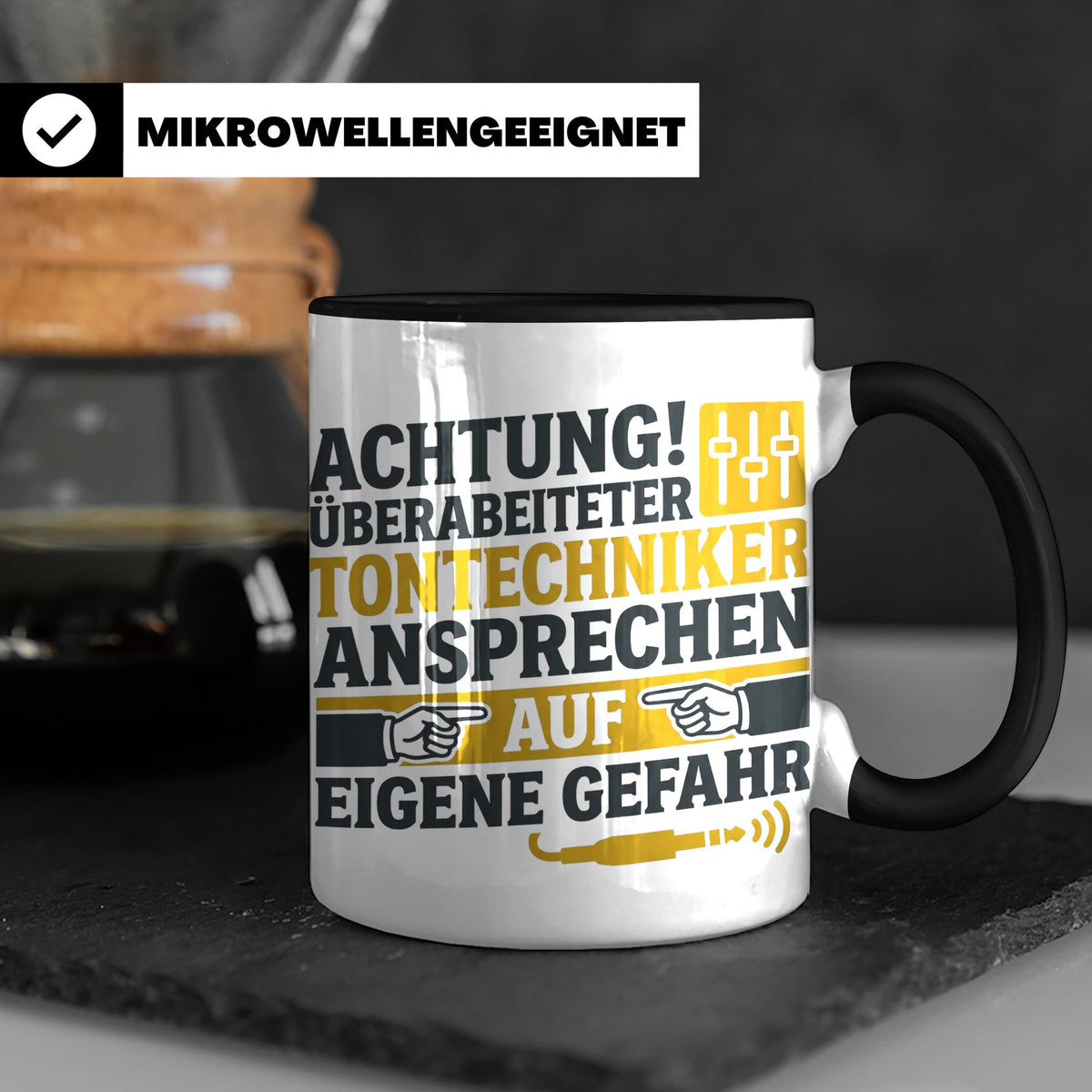 Tontechniker Tasse mit Spruch Überarbeiteter Techniker | Ges – Schwarz [farbe:schwarz]