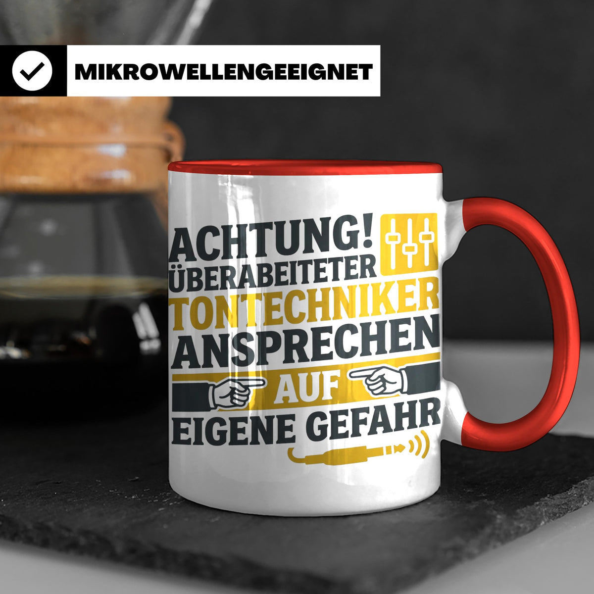 Tontechniker Tasse mit Spruch Überarbeiteter Techniker | Ges – Rot [farbe:rot]