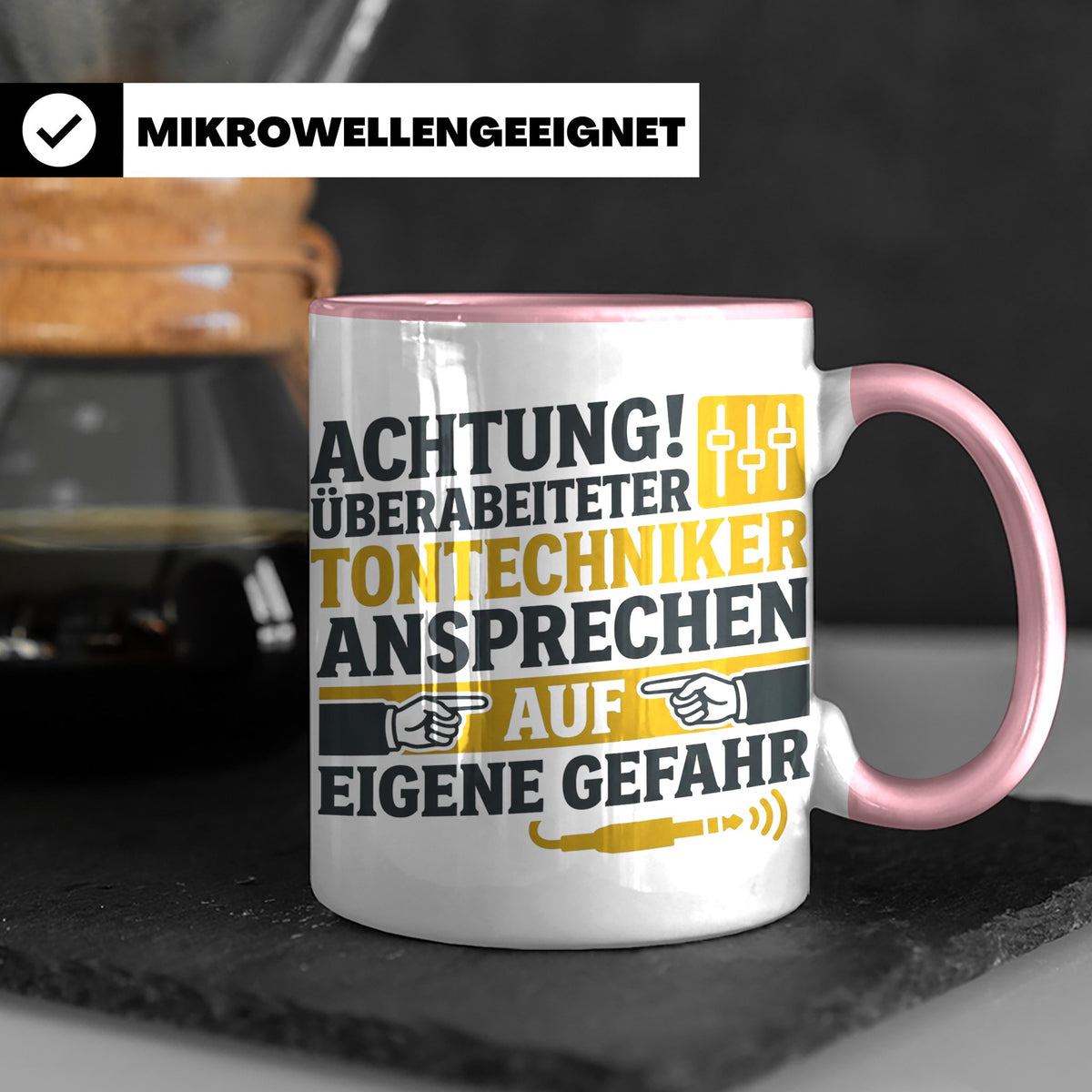 Tontechniker Tasse mit Spruch Überarbeiteter Techniker | Ges – Rosa [farbe:rosa]