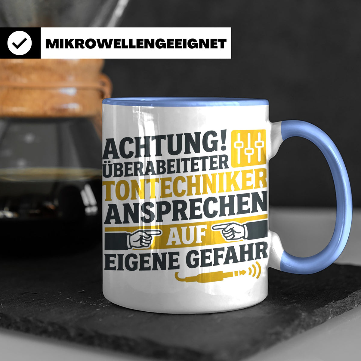 Tontechniker Tasse mit Spruch Überarbeiteter Techniker | Ges – Blau [farbe:blau]
