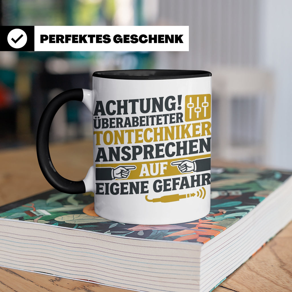 Tontechniker Tasse mit Spruch Überarbeiteter Techniker | Ges – Schwarz [farbe:schwarz]
