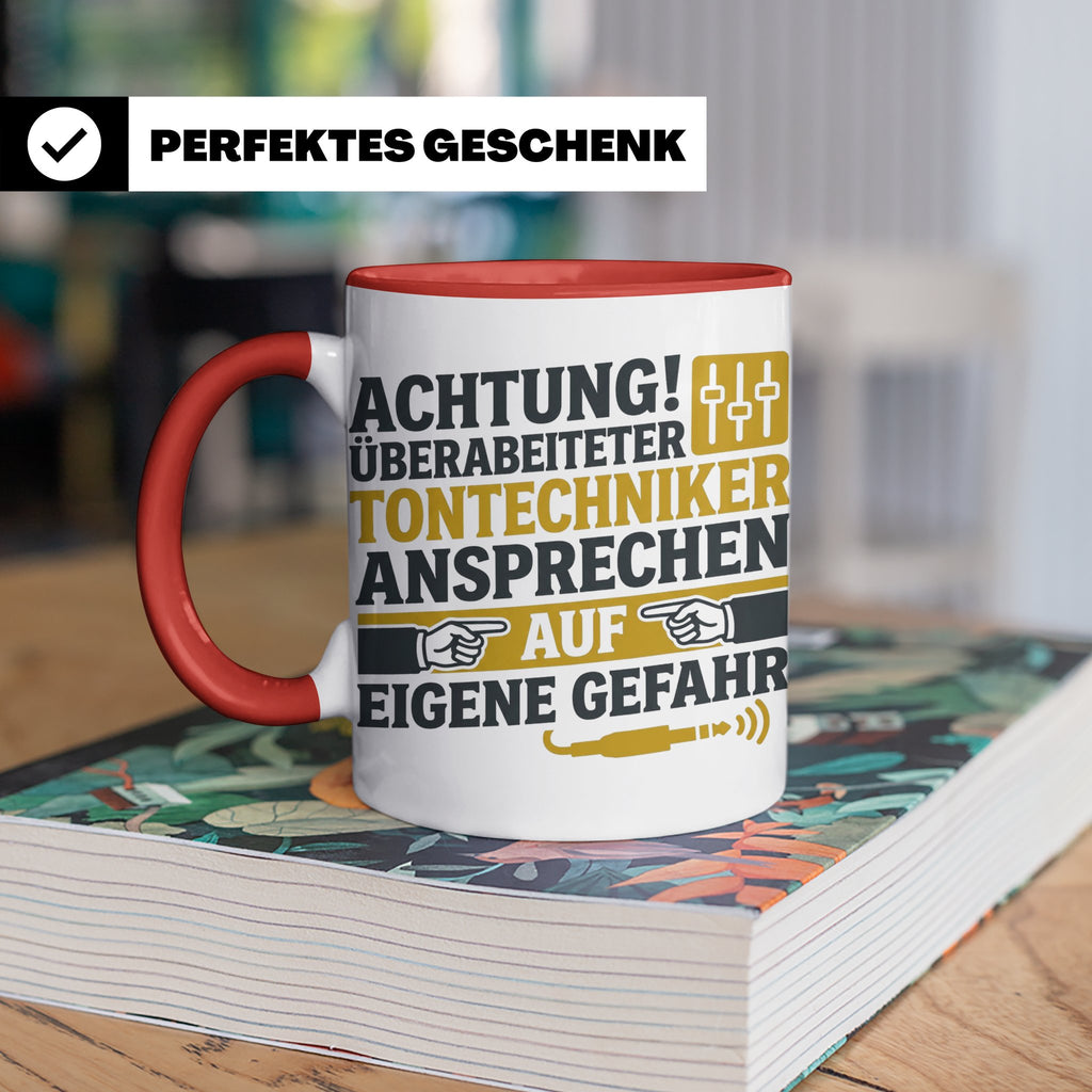 Tontechniker Tasse mit Spruch Überarbeiteter Techniker | Ges – Rot [farbe:rot]