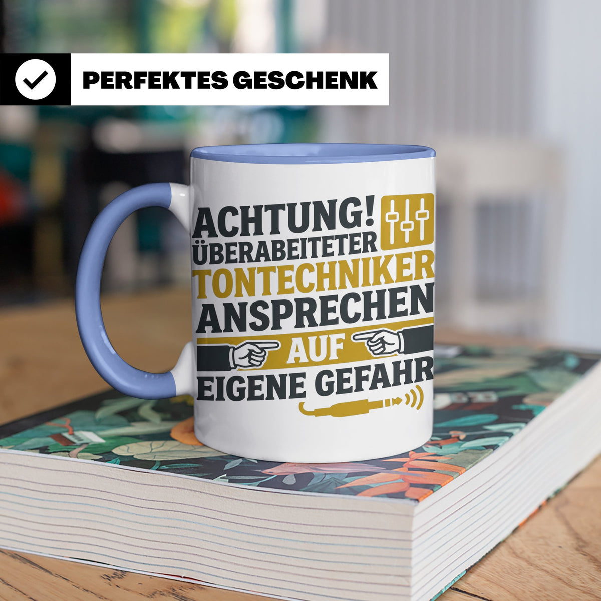 Tontechniker Tasse mit Spruch Überarbeiteter Techniker | Ges – Blau [farbe:blau]