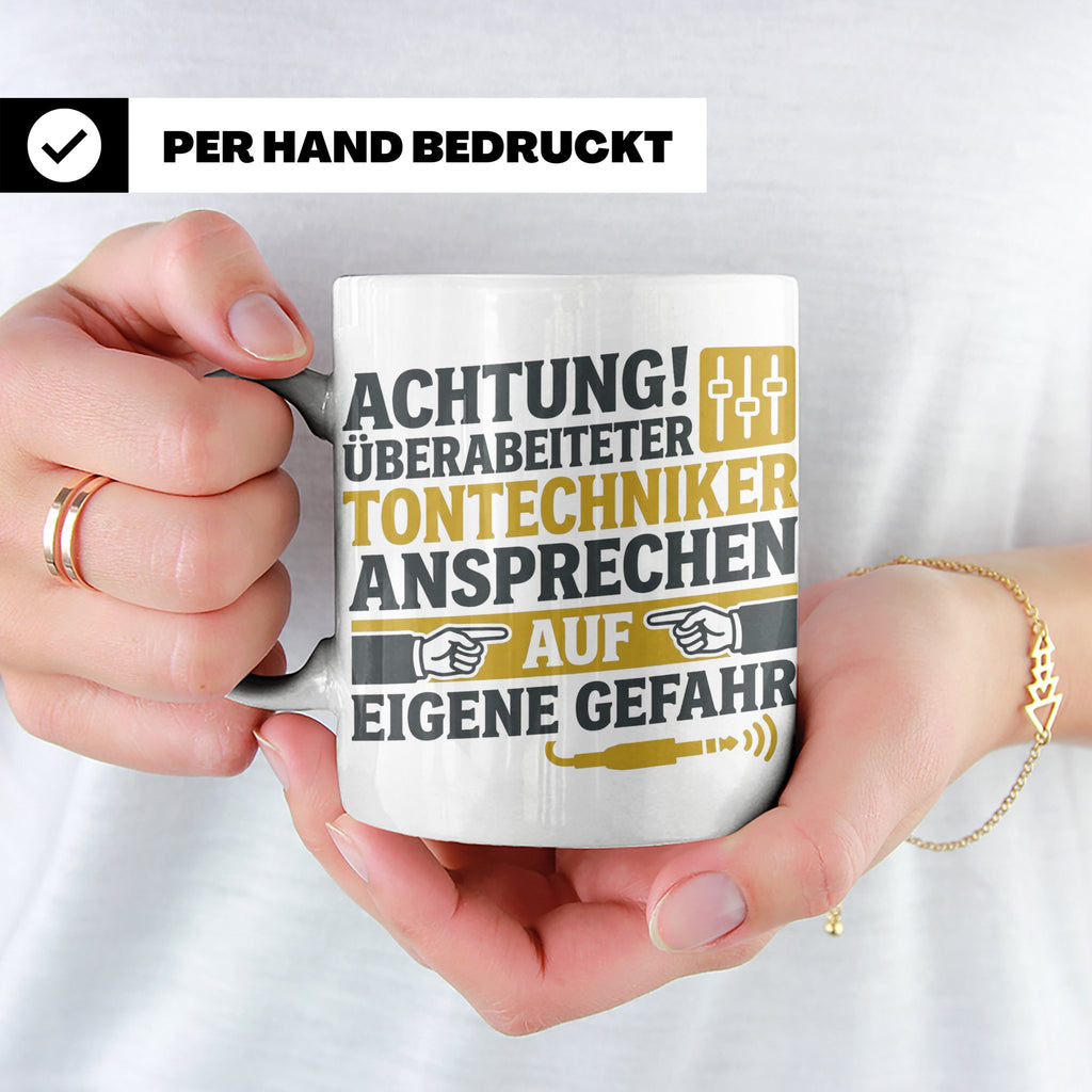 Tontechniker Tasse mit Spruch Überarbeiteter Techniker | Ges – Weiß [farbe:weiß]