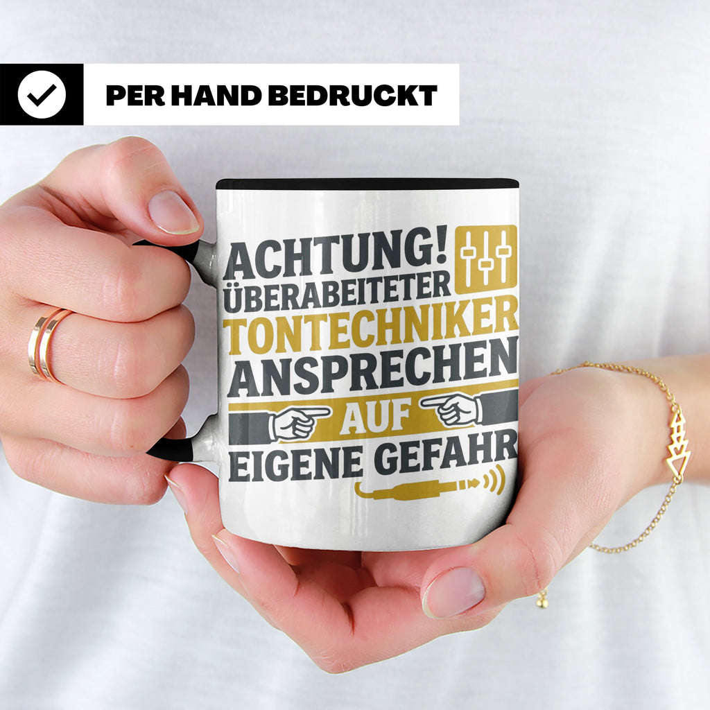 Tontechniker Tasse mit Spruch Überarbeiteter Techniker | Ges – Schwarz [farbe:schwarz]