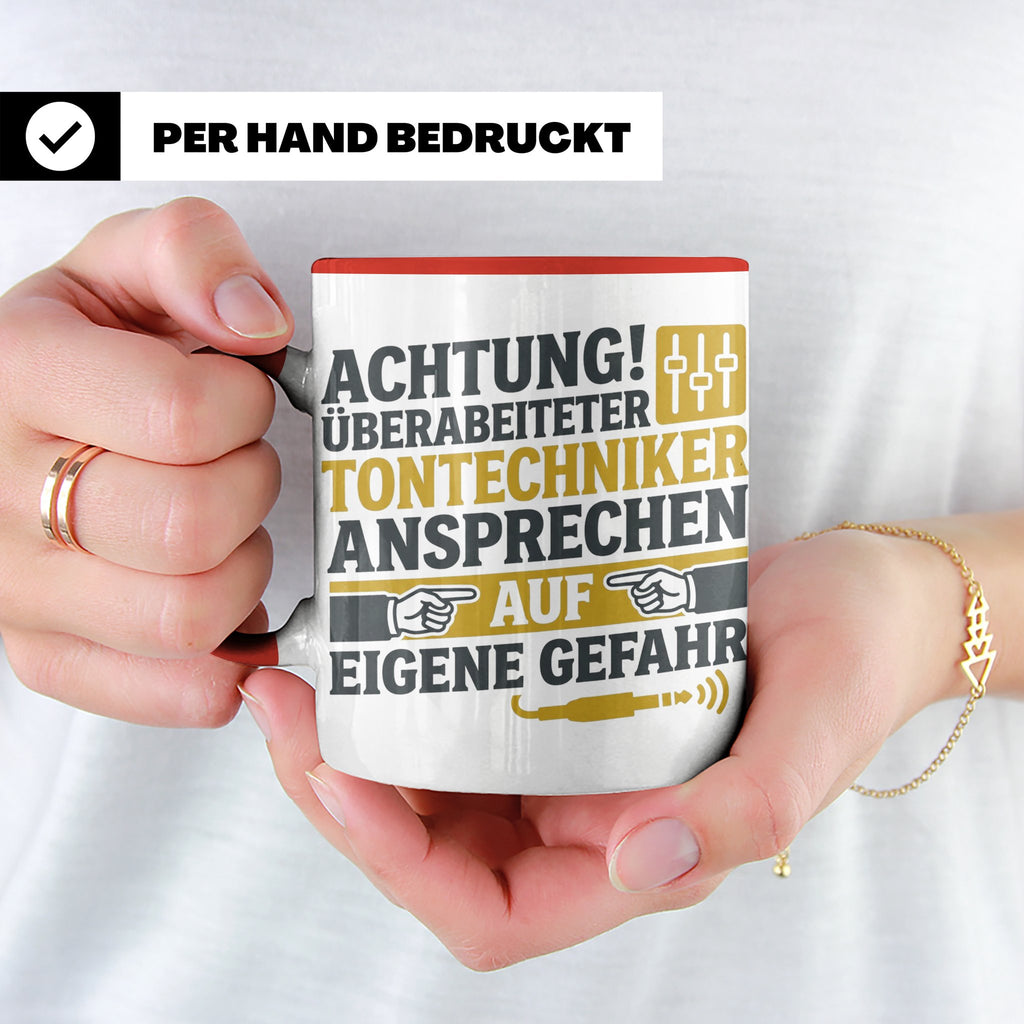 Tontechniker Tasse mit Spruch Überarbeiteter Techniker | Ges – Rot [farbe:rot]