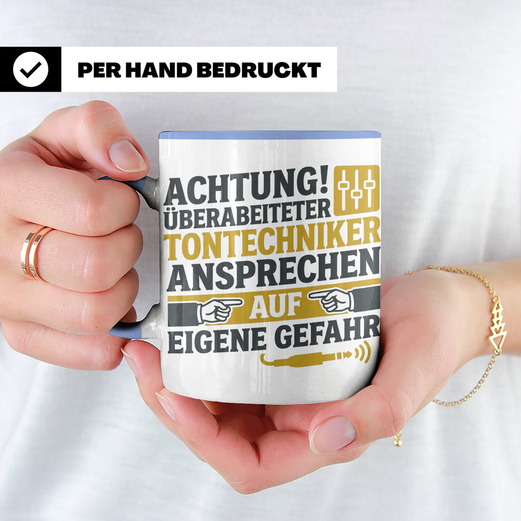 Tontechniker Tasse mit Spruch Überarbeiteter Techniker | Ges – Blau [farbe:blau]