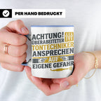 Tontechniker Tasse mit Spruch Überarbeiteter Techniker | Ges – Blau [farbe:blau]