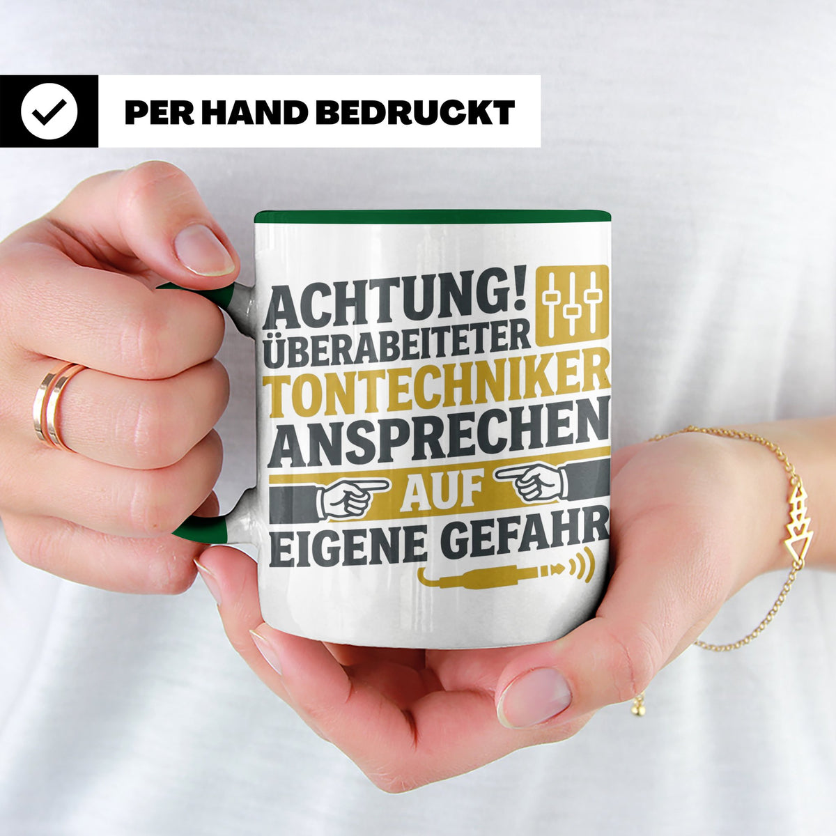 Tontechniker Tasse mit Spruch Überarbeiteter Techniker | Ges – Grün [farbe:grün]