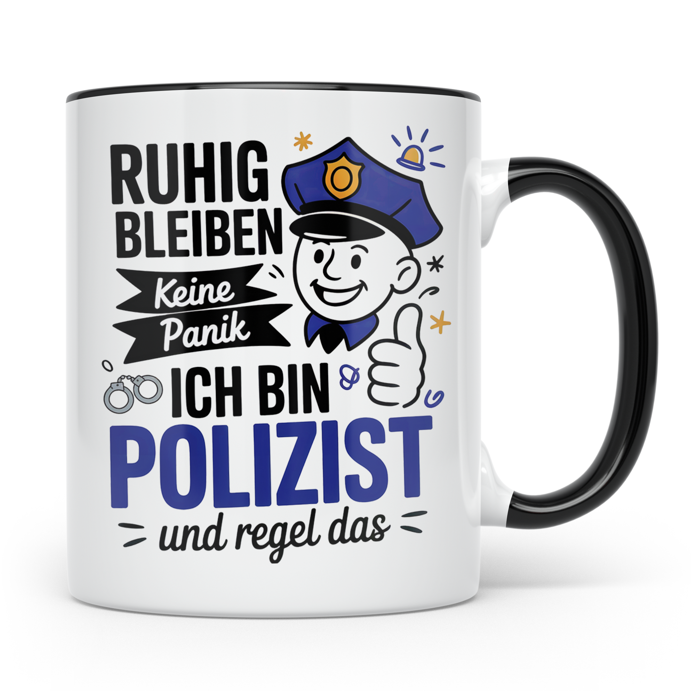 Polizei Tasse - Ruhig Bleiben Keine Panik Ordnungshüter Gesc – Schwarz [farbe:schwarz]