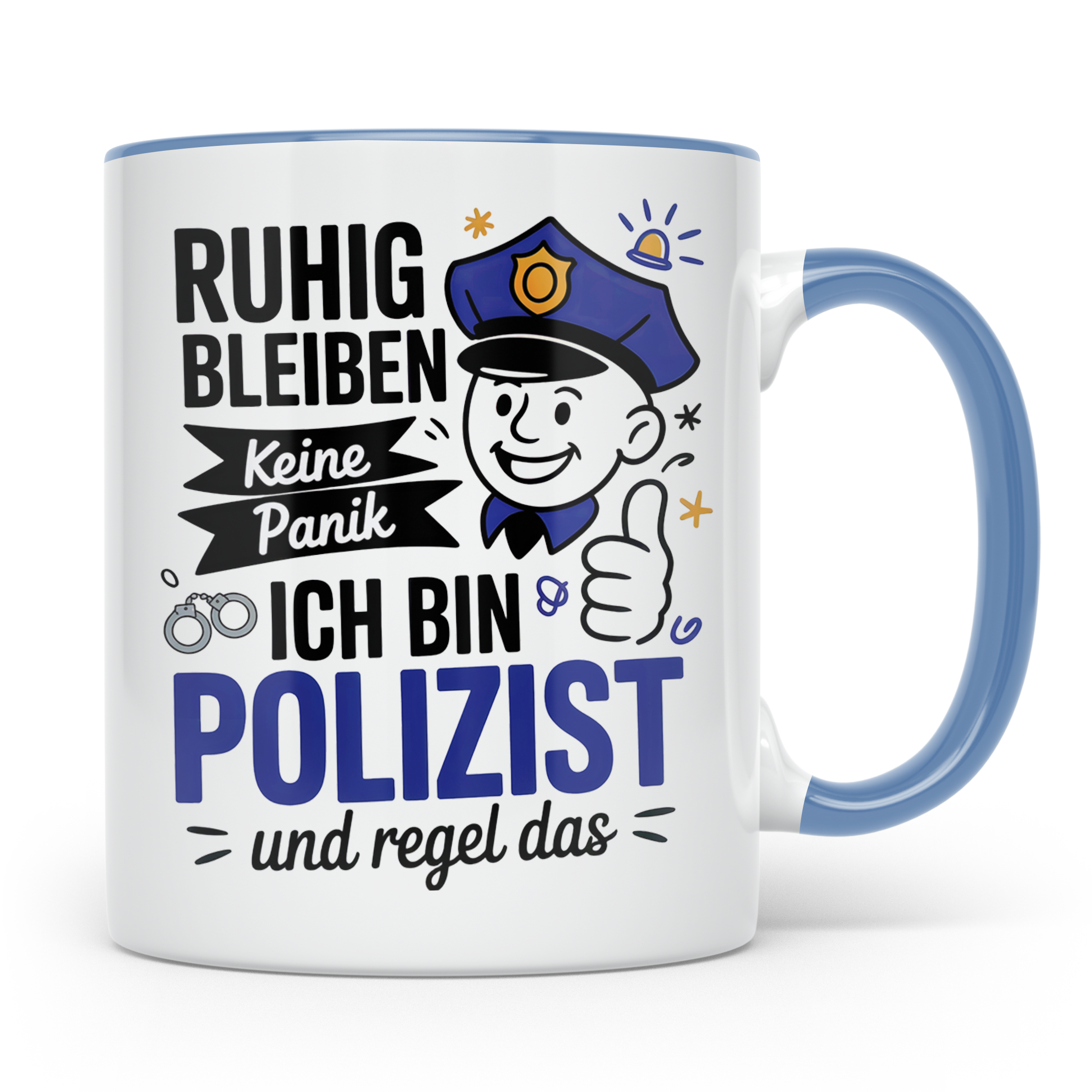 Polizei Tasse - Ruhig Bleiben Keine Panik Ordnungshüter Gesc – Blau [farbe:blau]