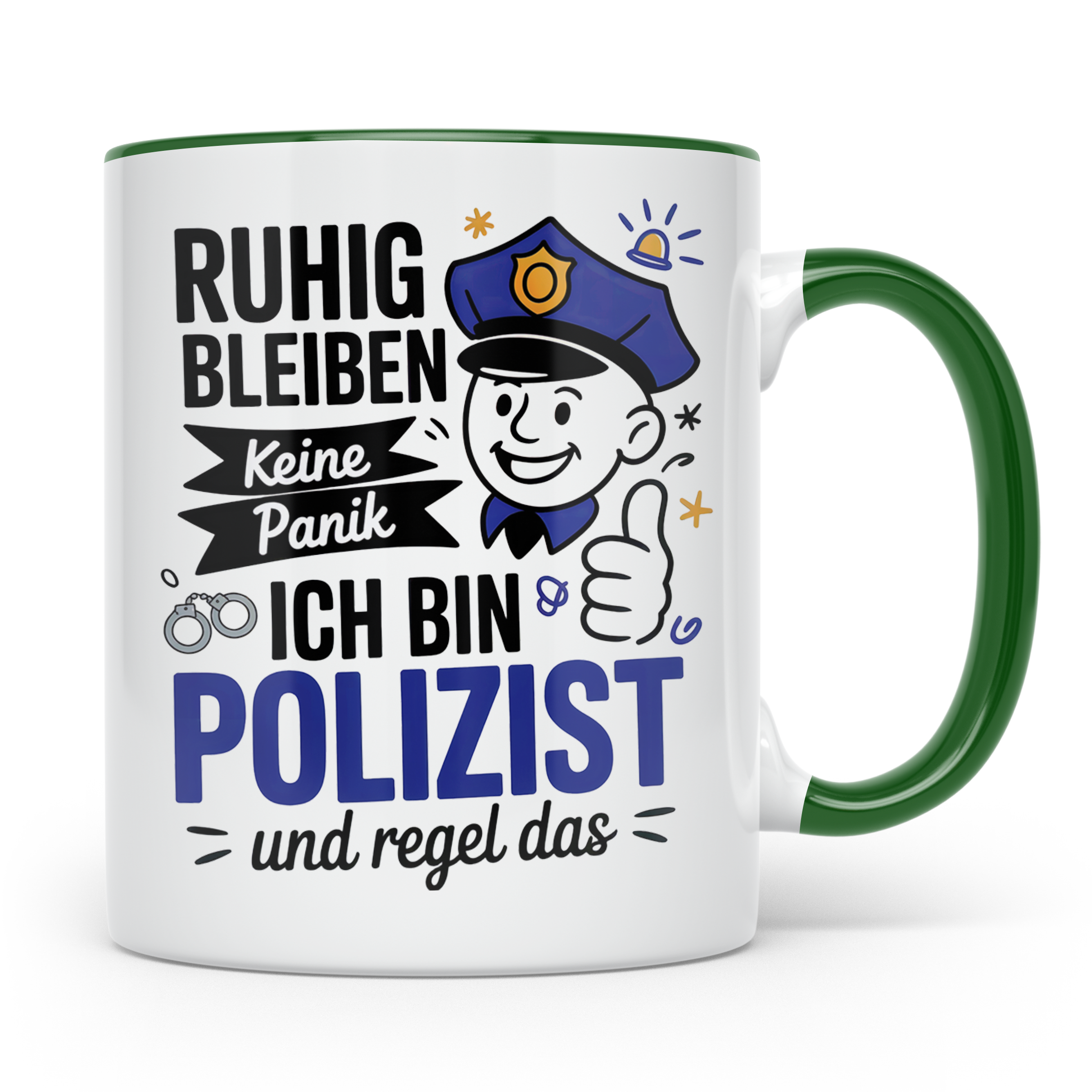 Polizei Tasse - Ruhig Bleiben Keine Panik Ordnungshüter Gesc – Grün [farbe:grün]