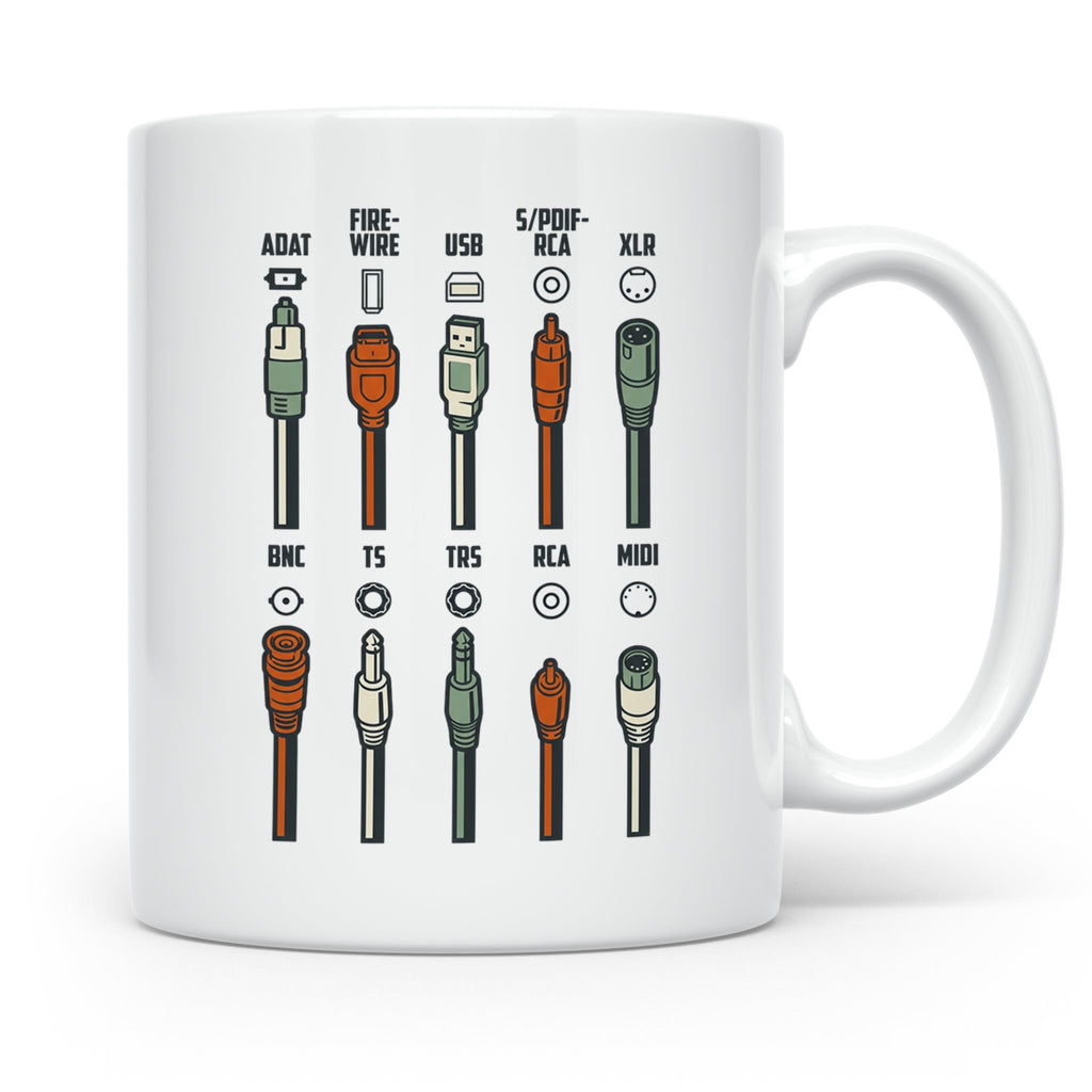 Tontechniker Tasse mit Audio Kabeln & Steckern | Kaffeetasse – Weiß [farbe:weiß]