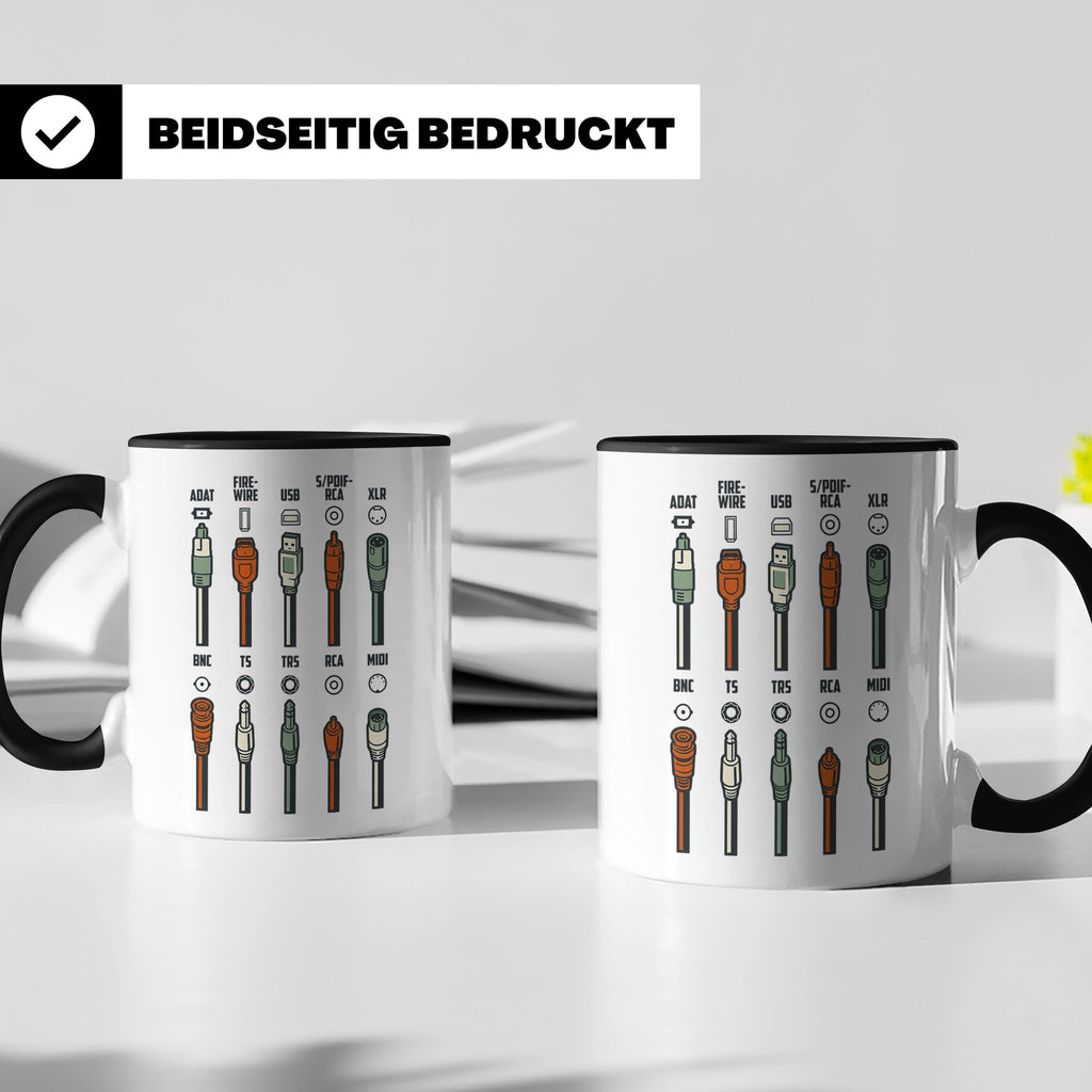 Tontechniker Tasse mit Audio Kabeln & Steckern | Kaffeetasse – Schwarz [farbe:schwarz]