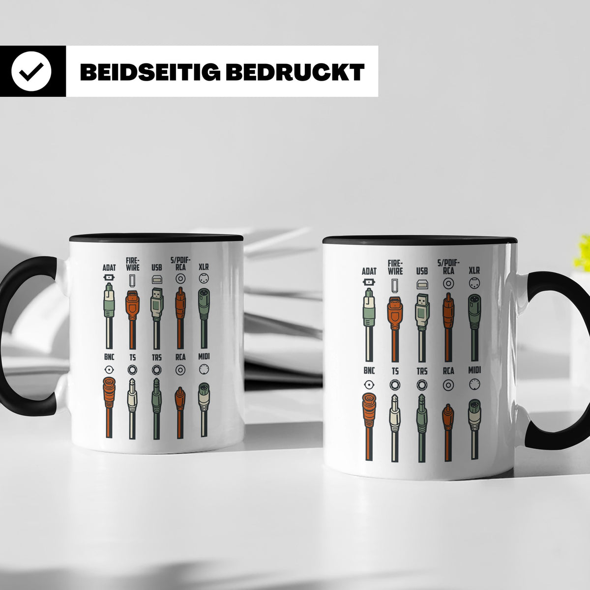 Tontechniker Tasse mit Audio Kabeln & Steckern | Kaffeetasse – Schwarz [farbe:schwarz]
