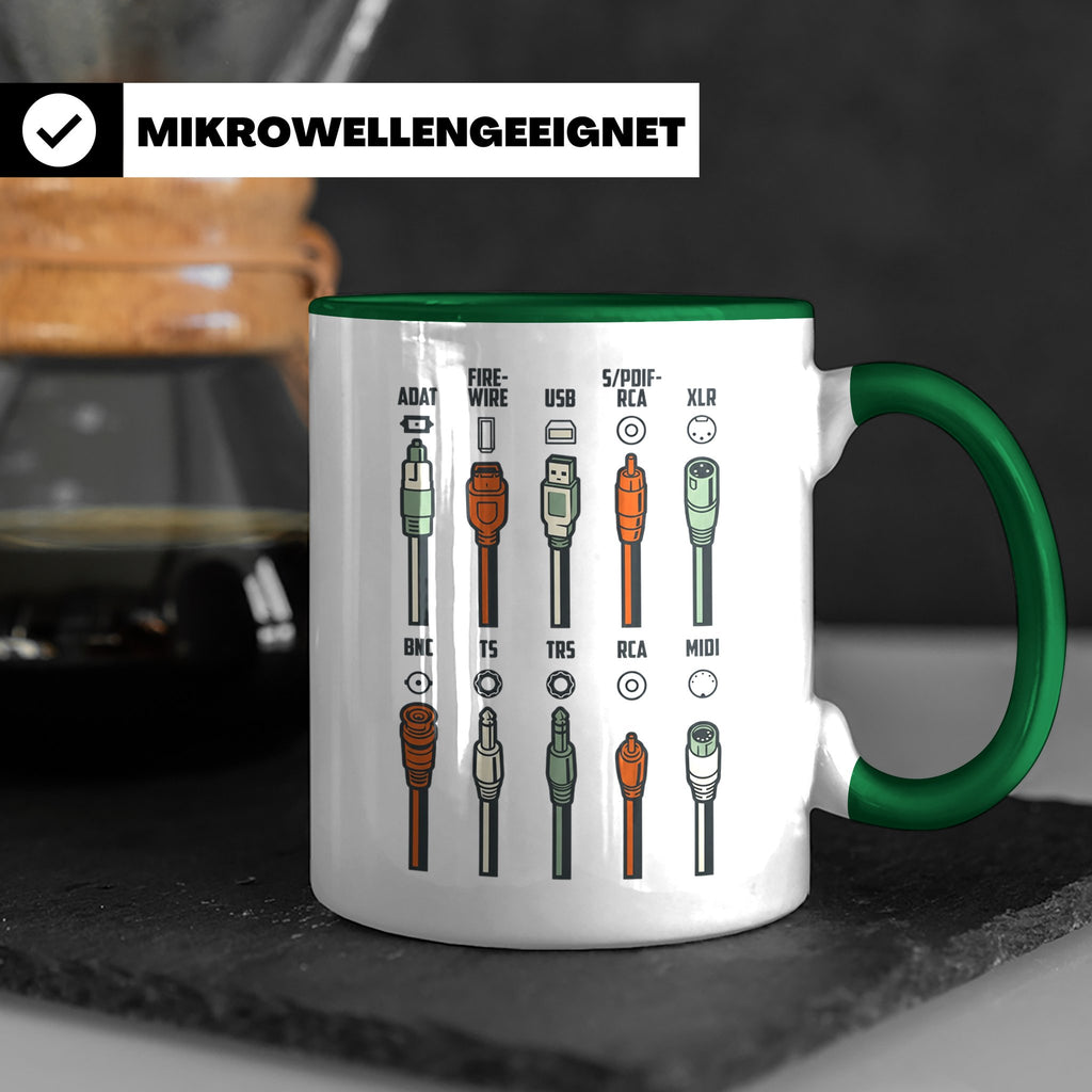 Tontechniker Tasse mit Audio Kabeln & Steckern | Kaffeetasse – Grün [farbe:grün]