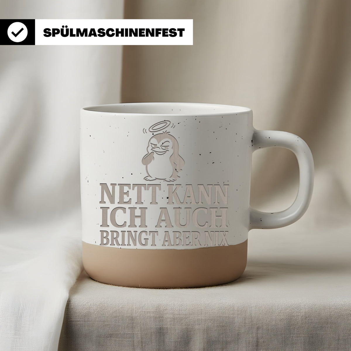 Pinguin Tasse Nett kann ich auch bringt aber nix - Lustiges Geschenk f – Bild 3
