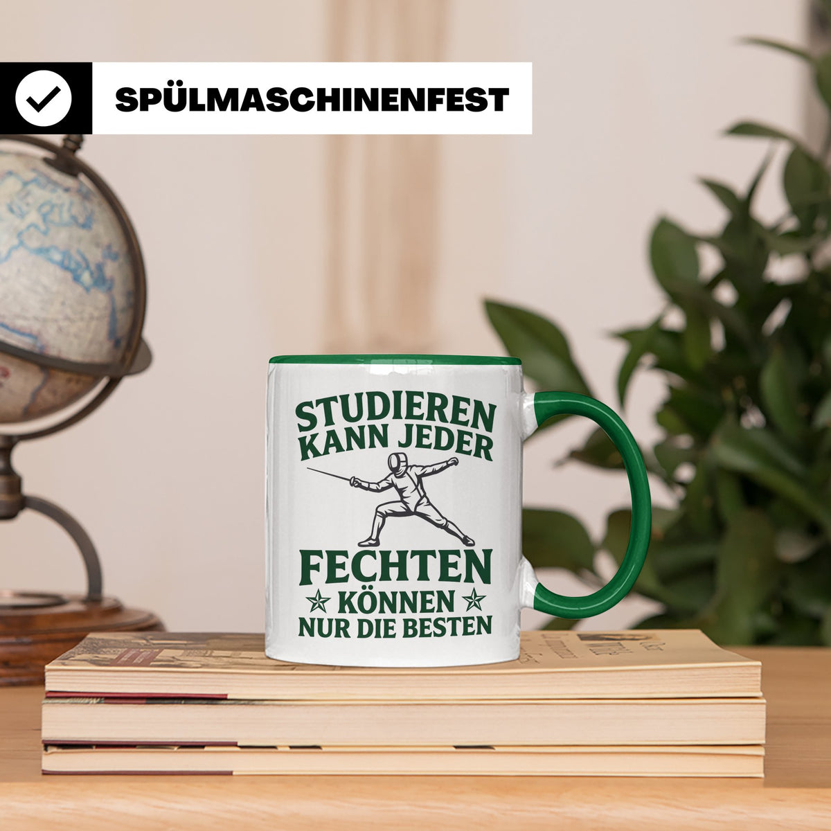 Fechter Tasse mit Spruch Fechten können nur die Besten, Gesc – Grün [farbe:grün]