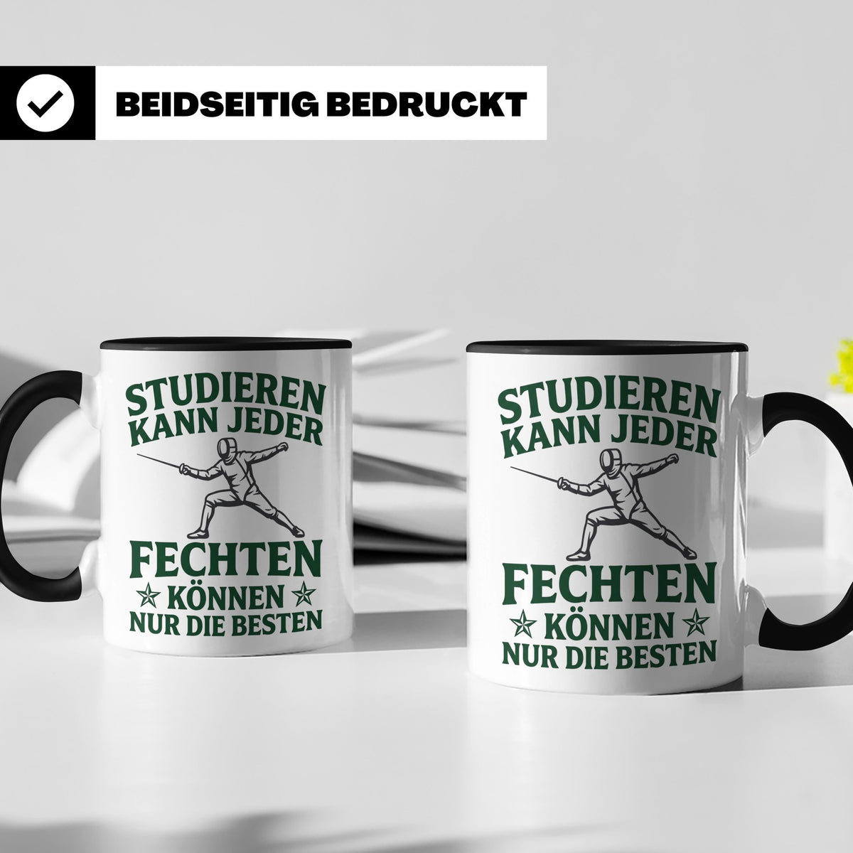 Fechter Tasse mit Spruch Fechten können nur die Besten, Gesc – Schwarz [farbe:schwarz]