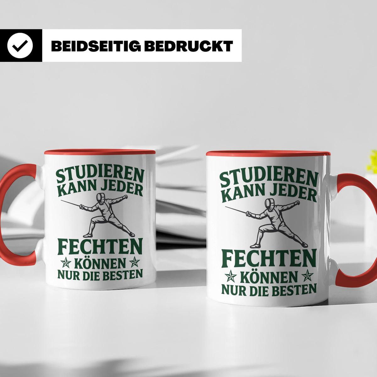 Fechter Tasse mit Spruch Fechten können nur die Besten, Gesc – Rot [farbe:rot]