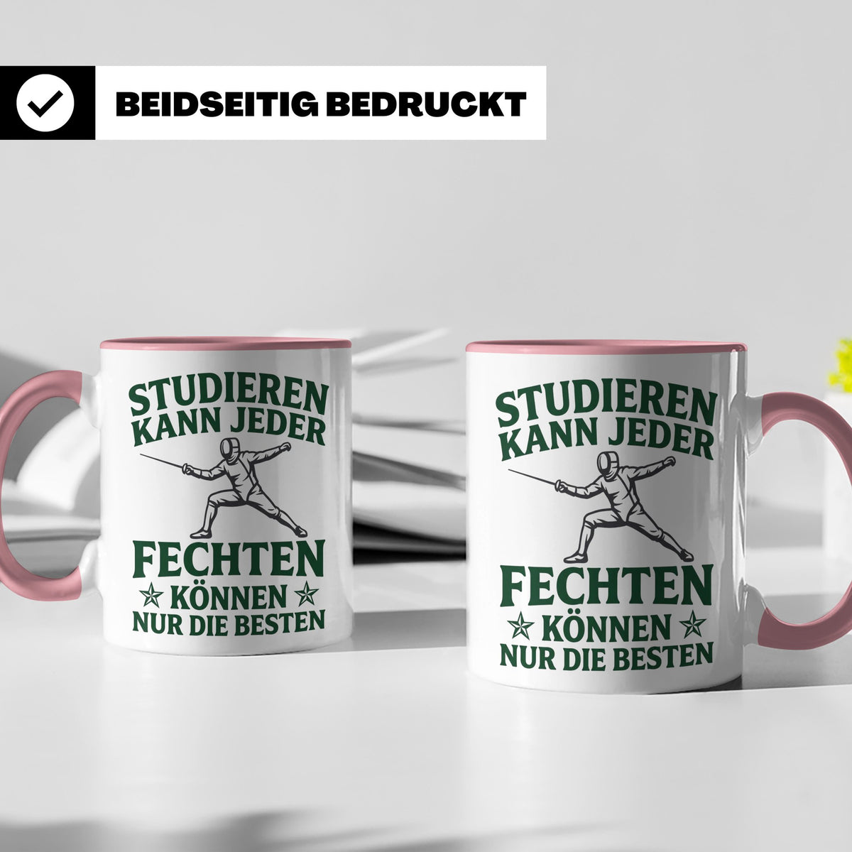Fechter Tasse mit Spruch Fechten können nur die Besten, Gesc – Rosa [farbe:rosa]