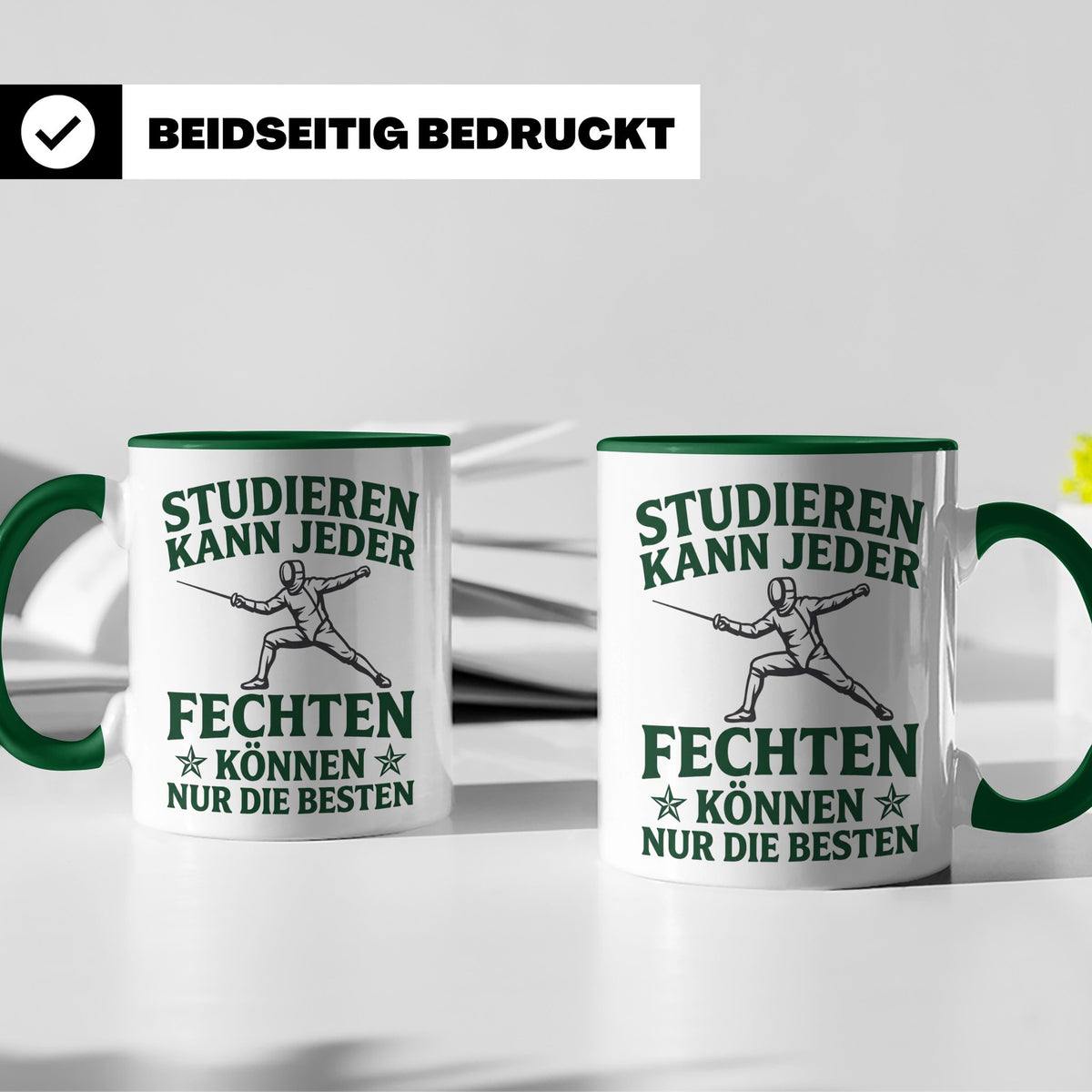 Fechter Tasse mit Spruch Fechten können nur die Besten, Gesc – Grün [farbe:grün]