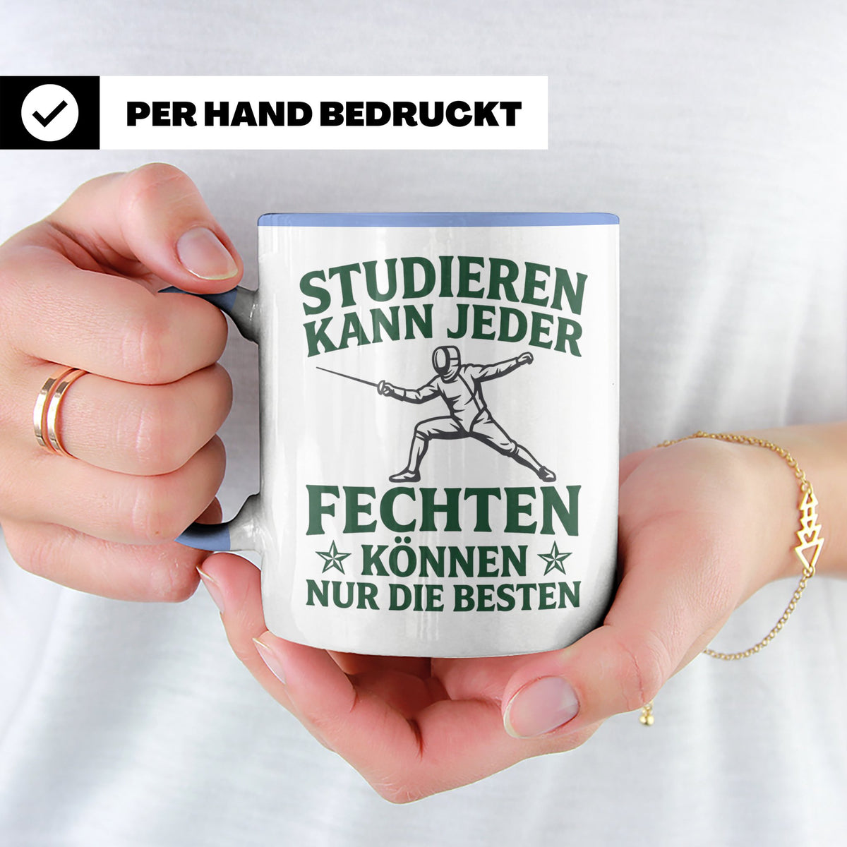 Fechter Tasse mit Spruch Fechten können nur die Besten, Gesc – Blau [farbe:blau]