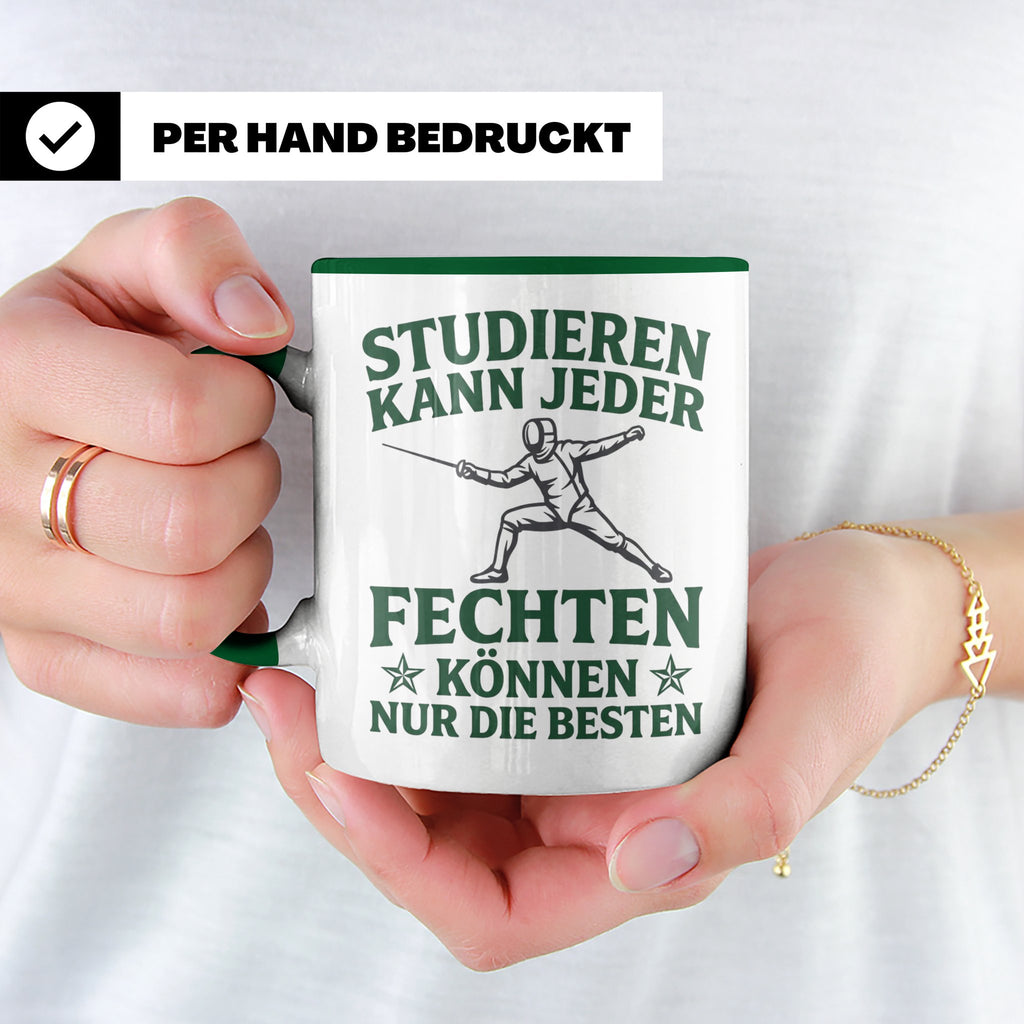 Fechter Tasse mit Spruch Fechten können nur die Besten, Gesc – Grün [farbe:grün]