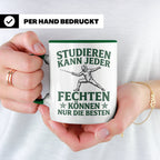 Fechter Tasse mit Spruch Fechten können nur die Besten, Gesc – Grün [farbe:grün]