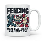 Fechten Tasse mit Spruch Make New Friends And Stab Them, lus – Weiß [farbe:weiß]