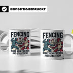 Fechten Tasse mit Spruch Make New Friends And Stab Them, lus – Weiß [farbe:weiß]