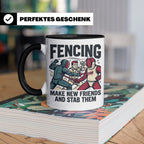 Fechten Tasse mit Spruch Make New Friends And Stab Them, lus – Schwarz [farbe:schwarz]