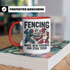 Fechten Tasse mit Spruch Make New Friends And Stab Them, lus – Rot [farbe:rot]