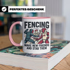 Fechten Tasse mit Spruch Make New Friends And Stab Them, lus – Rosa [farbe:rosa]