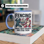Fechten Tasse mit Spruch Make New Friends And Stab Them, lus – Blau [farbe:blau]