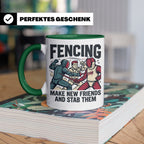 Fechten Tasse mit Spruch Make New Friends And Stab Them, lus – Grün [farbe:grün]