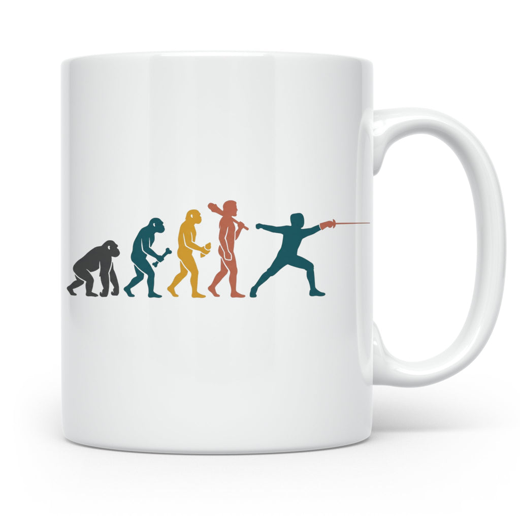Fechten Tasse Evolution des Fechters, lustiges Degen Florett – Weiß [farbe:weiß]