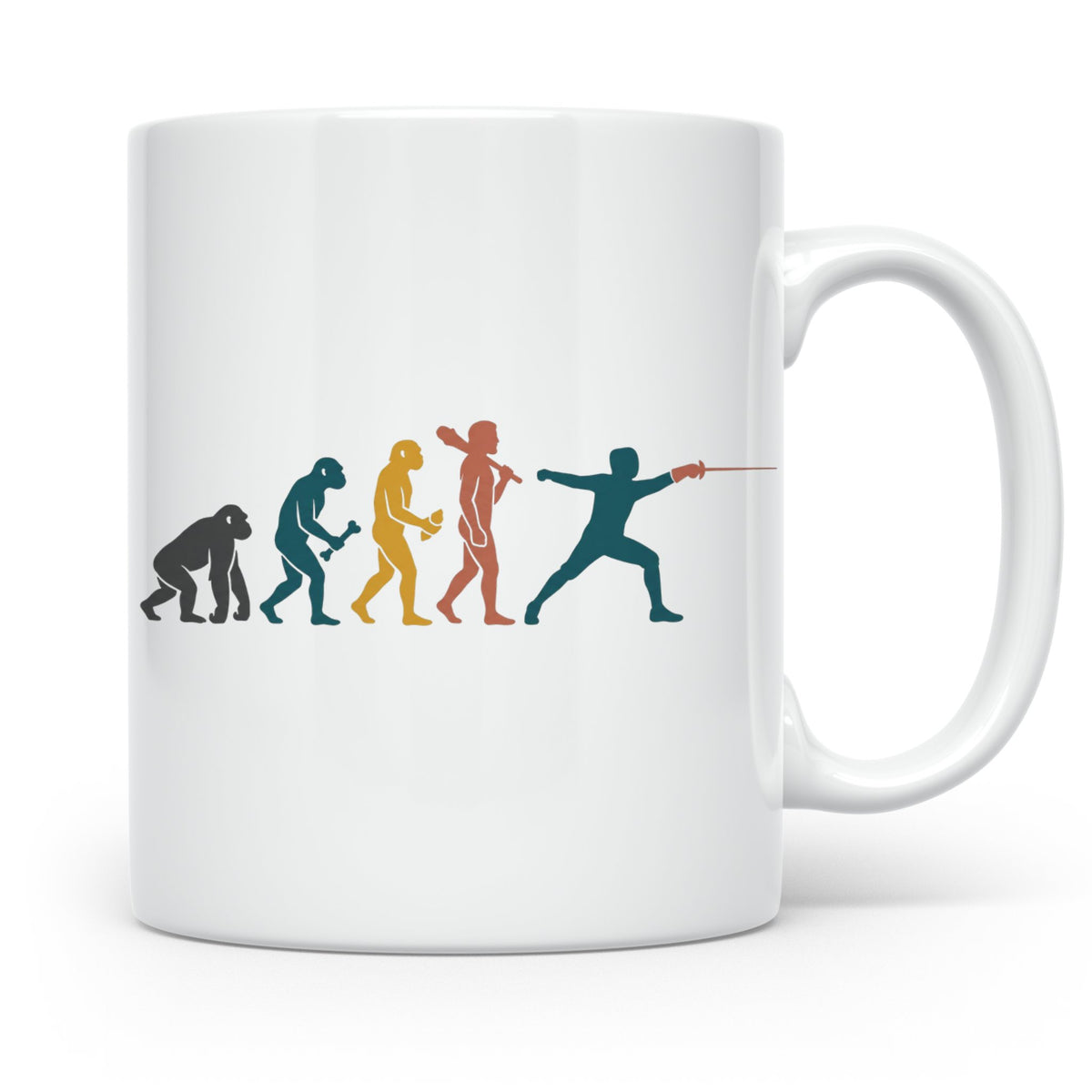 Fechten Tasse Evolution des Fechters, lustiges Degen Florett – Weiß [farbe:weiß]