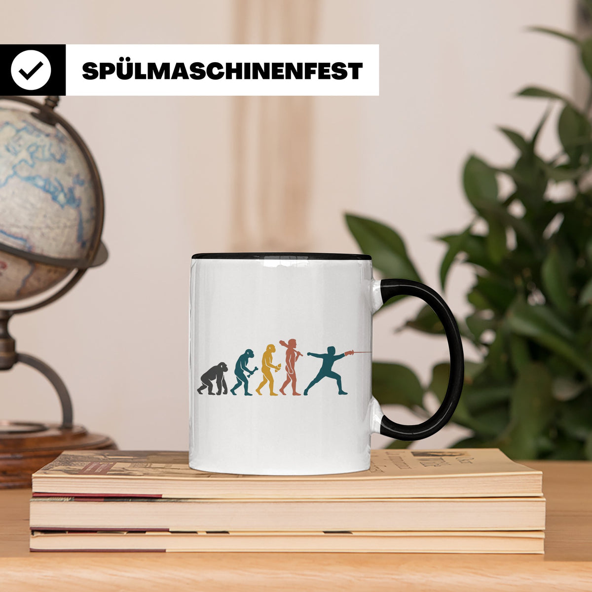 Fechten Tasse Evolution des Fechters, lustiges Degen Florett – Schwarz [farbe:schwarz]