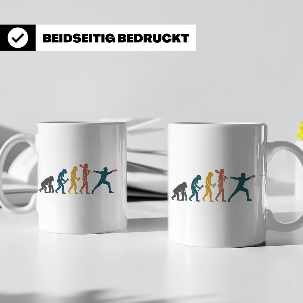 Fechten Tasse Evolution des Fechters, lustiges Degen Florett – Weiß [farbe:weiß]