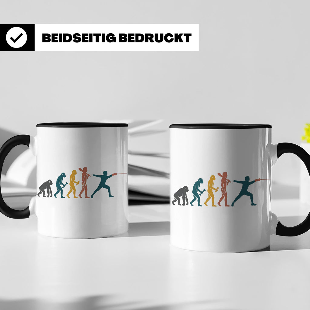 Fechten Tasse Evolution des Fechters, lustiges Degen Florett – Schwarz [farbe:schwarz]