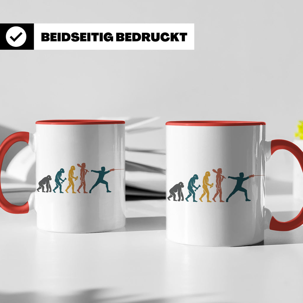 Fechten Tasse Evolution des Fechters, lustiges Degen Florett – Rot [farbe:rot]