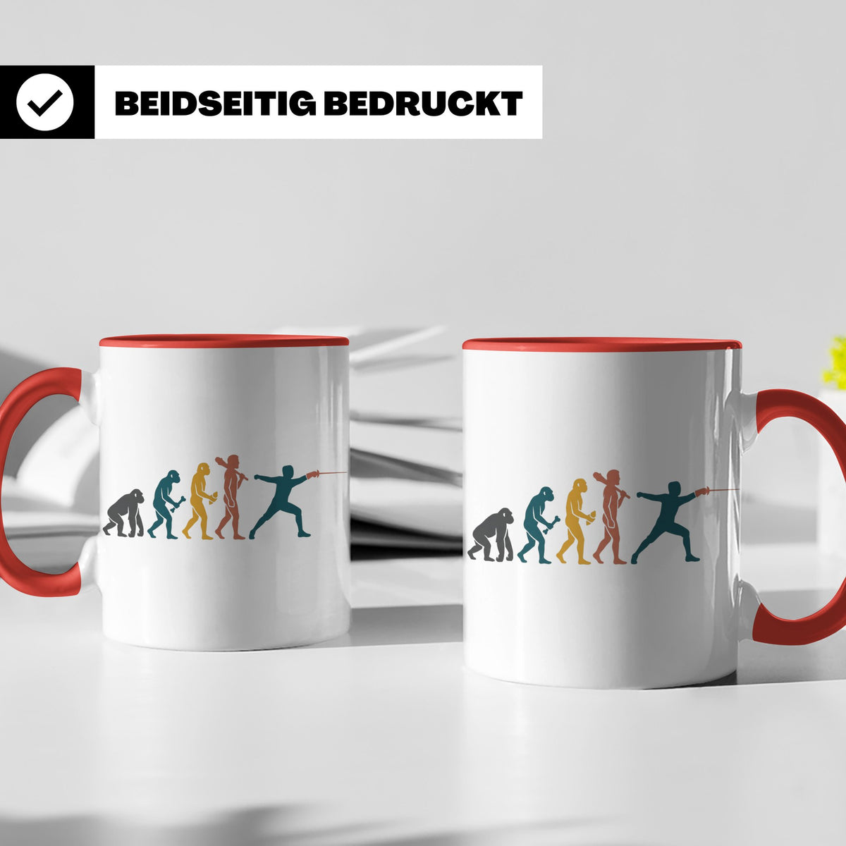 Fechten Tasse Evolution des Fechters, lustiges Degen Florett – Rot [farbe:rot]