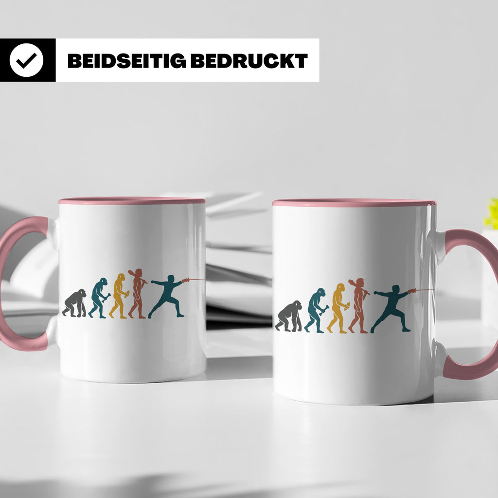 Fechten Tasse Evolution des Fechters, lustiges Degen Florett – Rosa [farbe:rosa]