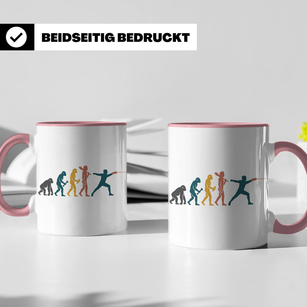 Fechten Tasse Evolution des Fechters, lustiges Degen Florett – Rosa [farbe:rosa]