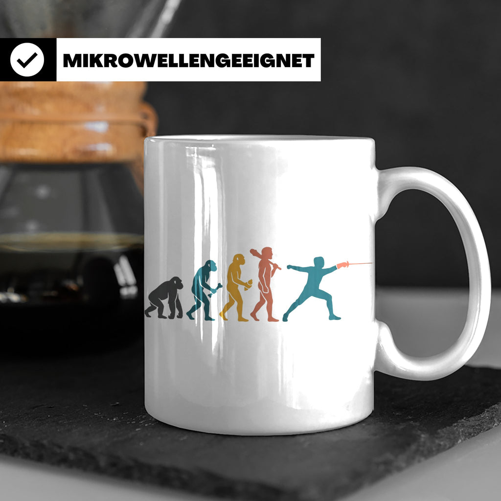 Fechten Tasse Evolution des Fechters, lustiges Degen Florett – Weiß [farbe:weiß]