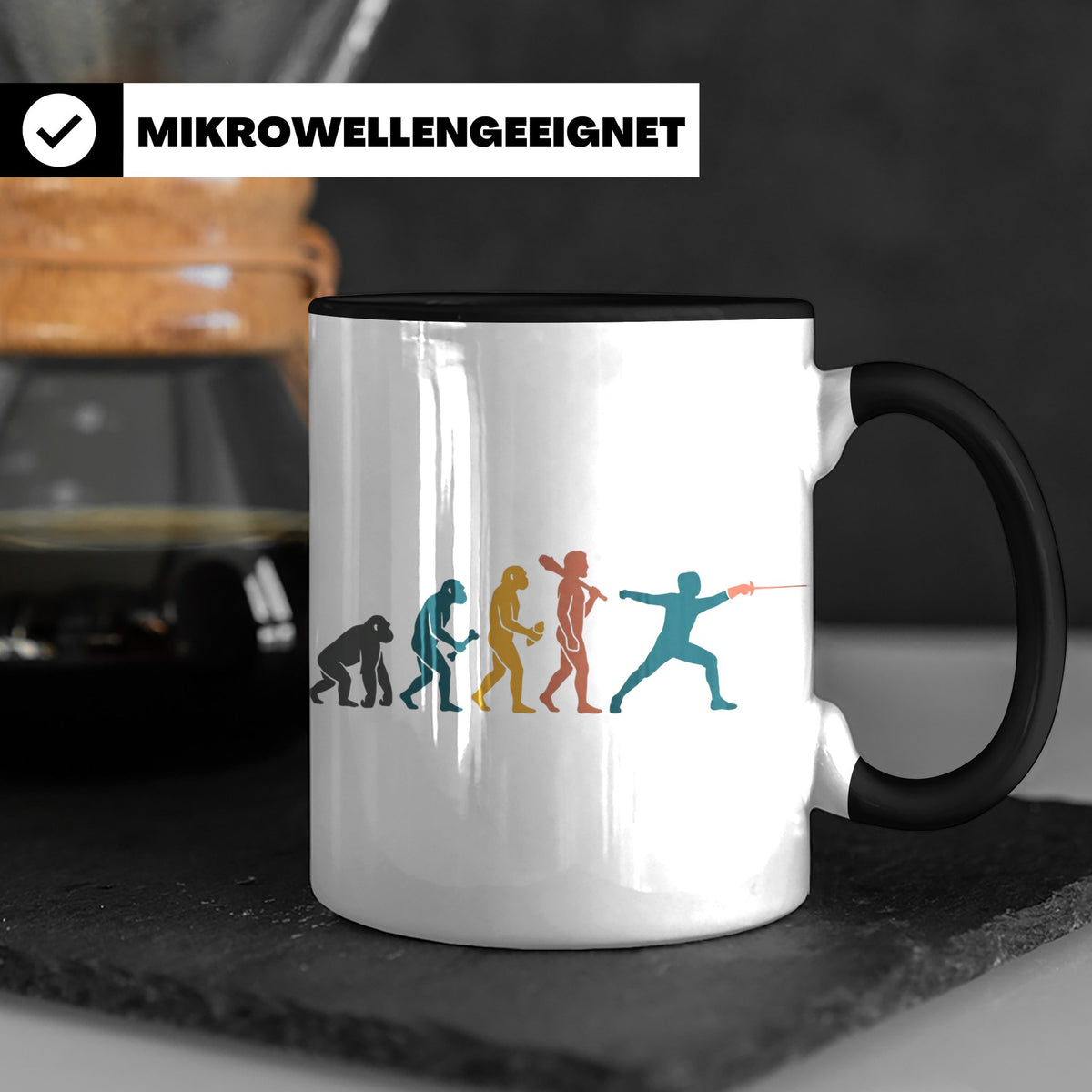 Fechten Tasse Evolution des Fechters, lustiges Degen Florett – Schwarz [farbe:schwarz]