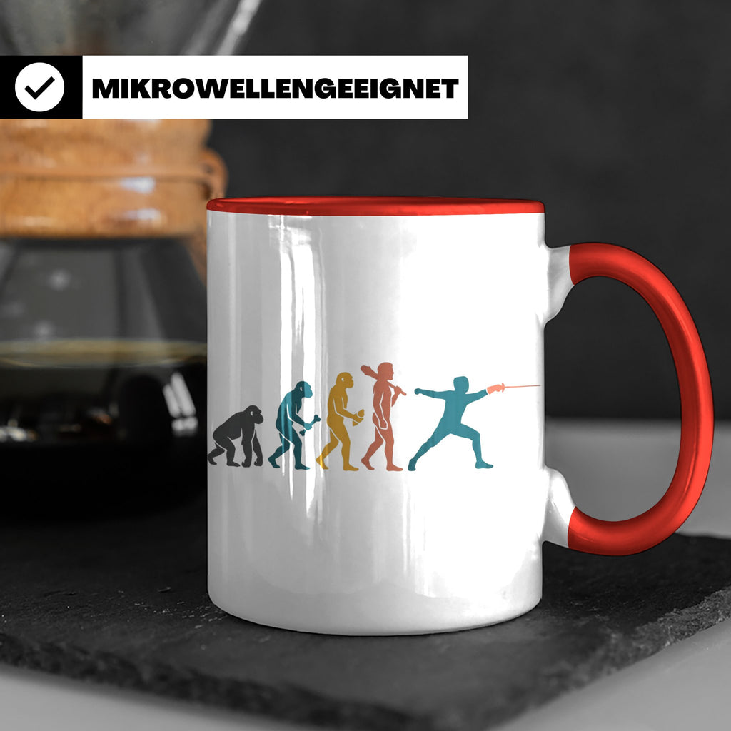 Fechten Tasse Evolution des Fechters, lustiges Degen Florett – Rot [farbe:rot]